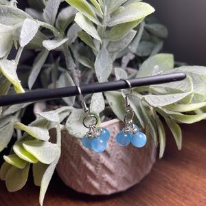 Handmade Blue Bead Trio Earrings
